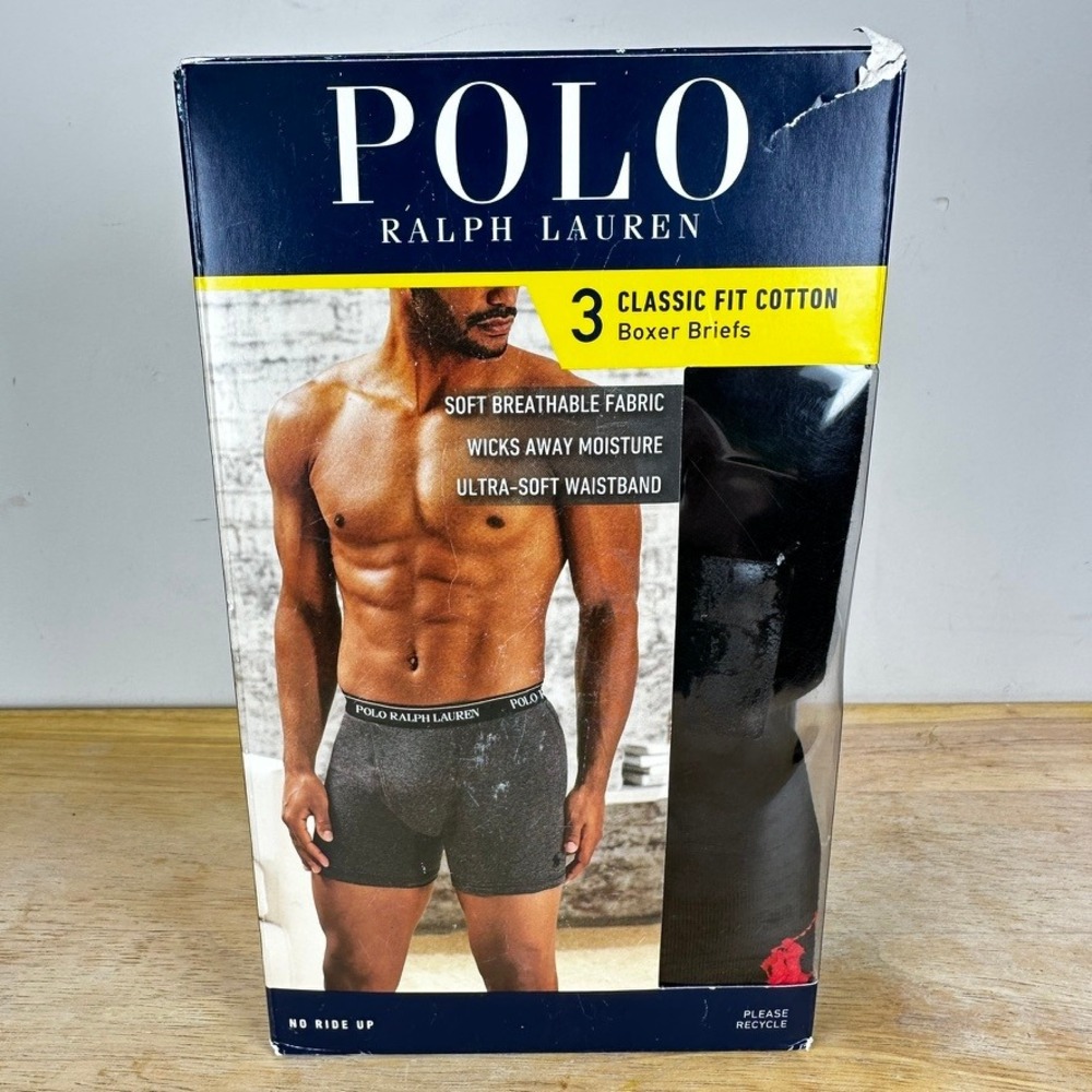 Polo Ralph Lauren Men's Classic Fit Cotton Boxer Briefs Mens XL Black 2 IN BOX